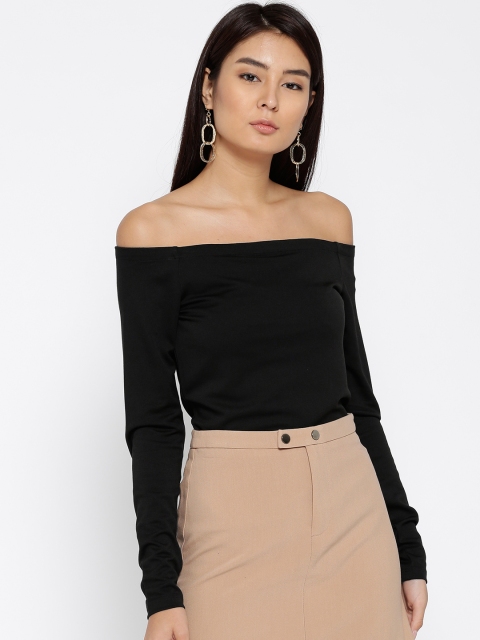 

ONLY Women Black Solid Bardot Top
