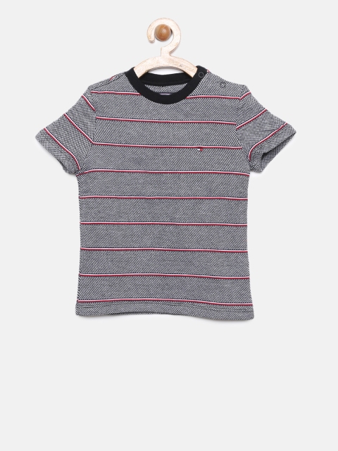 

Tommy Hilfiger Boys Grey Striped Round Neck T-shirt