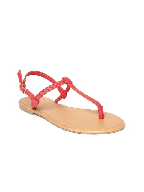 

FOREVER 21 Women Red Solid T-Strap Flats