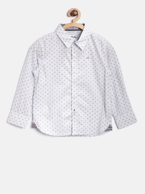 

Lee Cooper Boys White & Blue Regular Fit Printed Casual Shirt