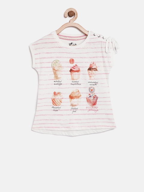 

Lee Cooper Girls White & Pink Striped Pure Cotton Top
