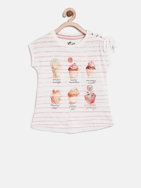 

Lee Cooper Girls White & Pink Striped Pure Cotton Top