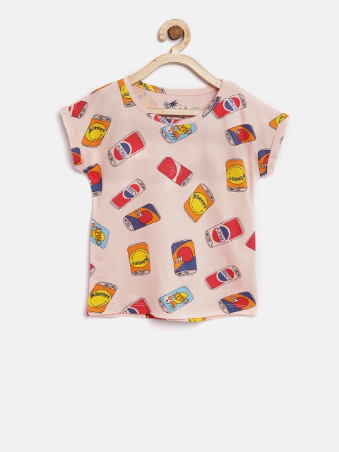 

Lee Cooper Girls Pink & Red Printed Round Neck T-shirt