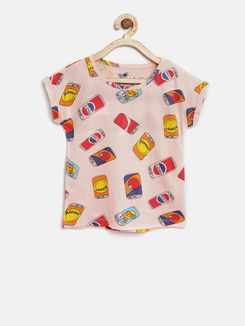 

Lee Cooper Girls Pink & Red Printed Round Neck T-shirt
