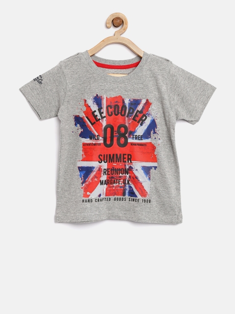 

Lee Cooper Boys Grey Melange Printed Round Neck T-shirt