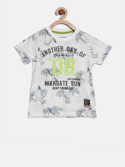 

Lee Cooper Boys Grey & White Printed Round Neck T-shirt