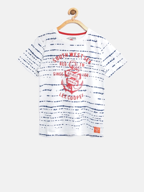 

Lee Cooper Boys White & Navy Printed Round Neck T-shirt