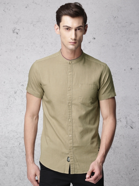 

Ecko Unltd Men Khaki Slim Fit Solid Casual Shirt