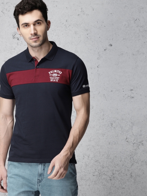 

Ecko Unltd Men Navy Solid Slim Fit Polo Collar T-shirt, Navy blue
