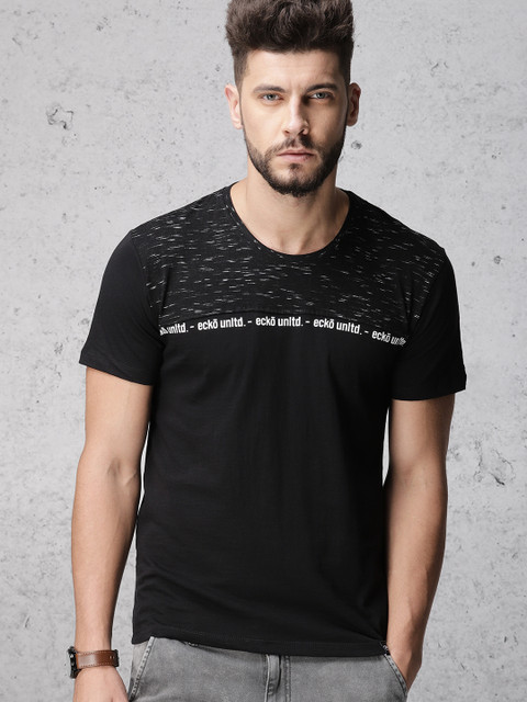 

Ecko Unltd Men Black Printed Round Neck T-shirt