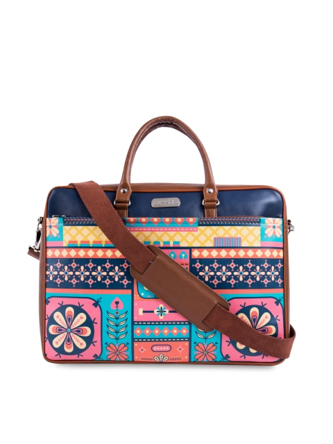 

Chumbak Unisex Brown & Blue Printed Laptop Bag