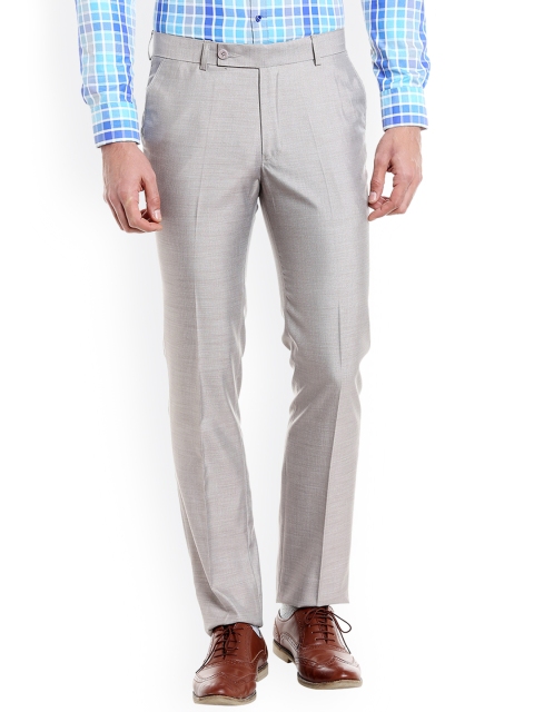 

Solemio Men Grey Slim Fit Solid Formal Trousers