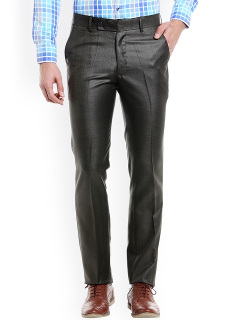 

Solemio Men Olive Green Slim Fit Solid Formal Trousers