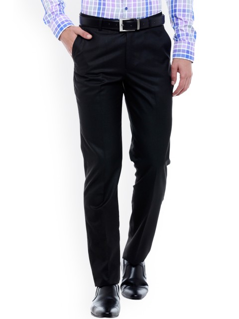 

Solemio Men Black Slim Fit Solid Formal Trousers