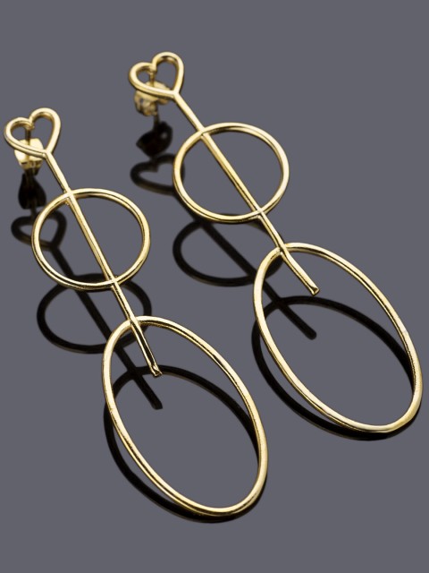 

Studio Voylla Rummy Irregulars Gold-Toned Heart Shaped Drop Earrings