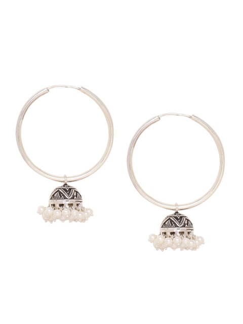 

ADORN by Nikita Ladiwala Silver-Toned Circular Hoop Earrings