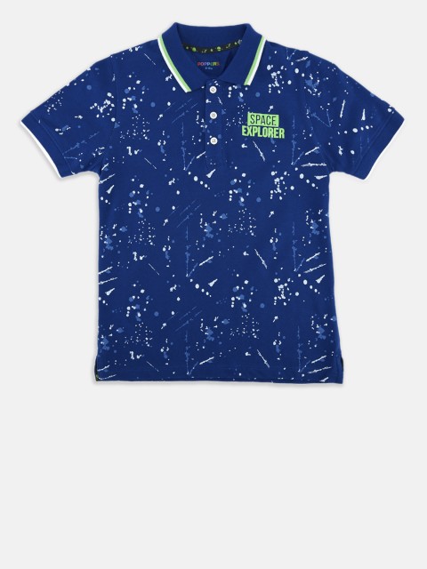 

POPPERS by Pantaloons Boys Blue Printed Polo Collar T-shirt
