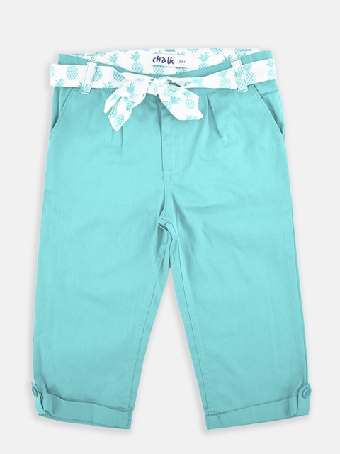 

CHALK by Pantaloons Girls Green Solid Regular Fit Capris