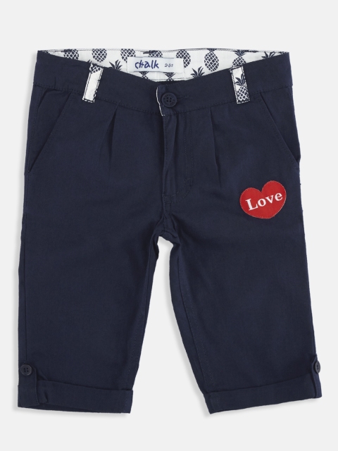 

CHALK by Pantaloons Girls Blue Solid Regular Fit Capris