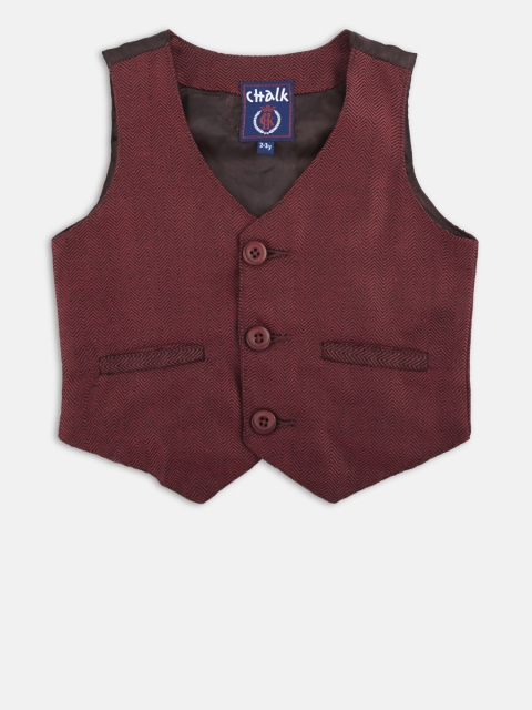 

Chalk by Pantaloons Boys Red & Black Woven Waistcoat