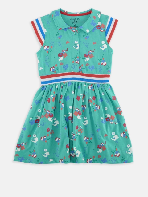

Chirpie Pie by Pantaloons Girls Green Printed Fit-&-Flare Dress