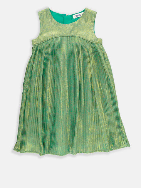 

CHALK by Pantaloons Girls Green Self Design A-Line Dress