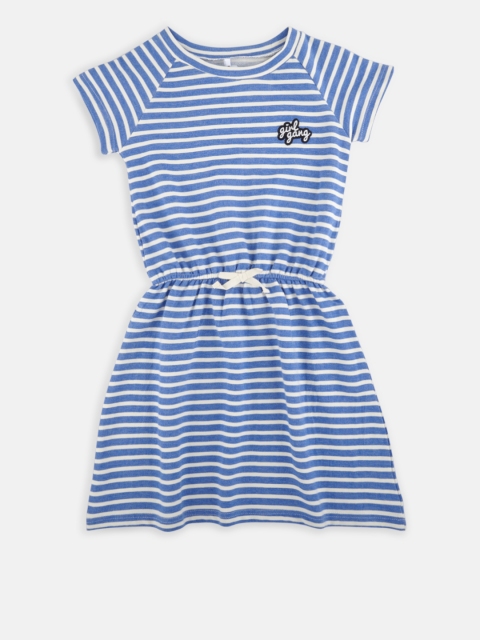 

POPPERS by Pantaloons Girls Blue Striped Fit and Flare Dress