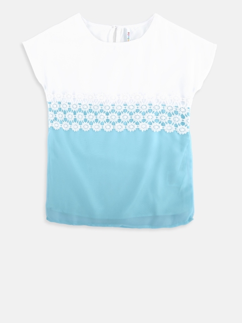 

POPPERS by Pantaloons Girls Blue Colourblocked Top