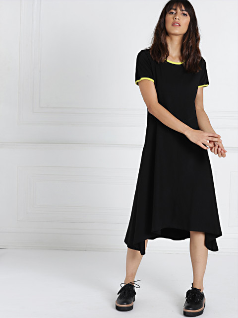 

all about you Women Black Solid A-Line Dress