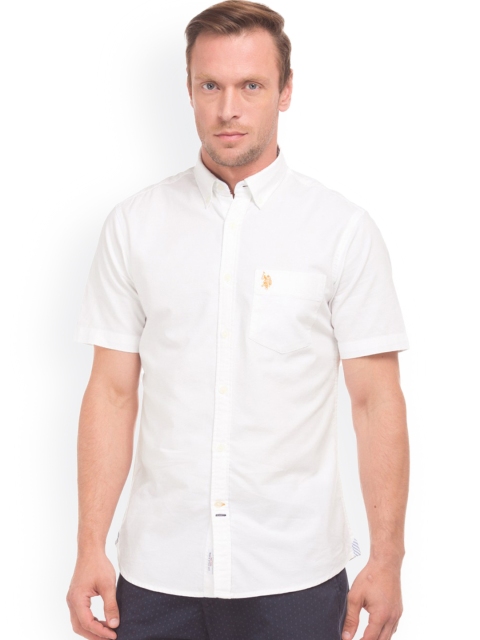

U.S. Polo Assn. Men White Regular Fit Solid Casual Shirt