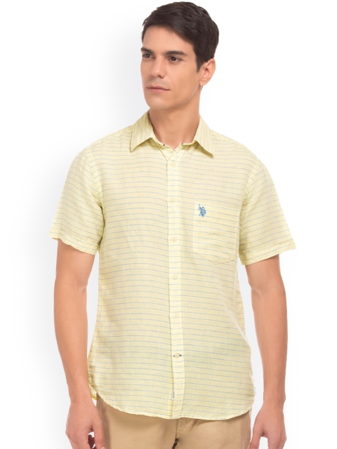 

U.S. Polo Assn. Men Yellow Regular Fit Striped Casual Shirt