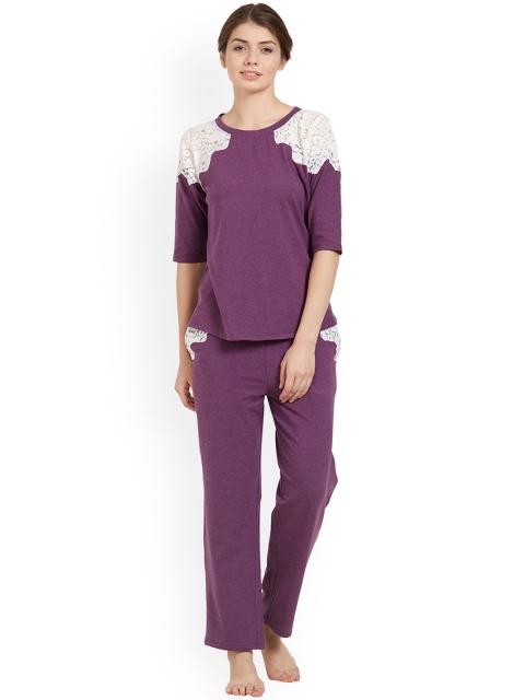 

Soie Women Purple Solid Night suit NT-75PURPLE