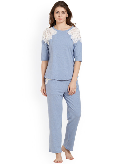 

Soie Women Blue Solid Night suit NT-75BLUE
