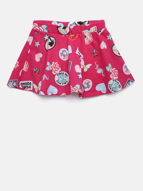 

The Childrens Place Girls Pink Printed Skorts