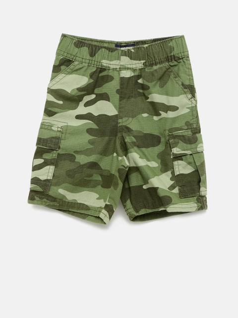 

The Childrens Place Boys Olive Green Printed Regular Fit Cargo Shorts