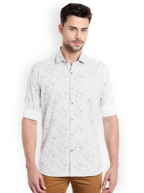 

Solemio Men White & Grey Regular Fit Printed Casual Shirt