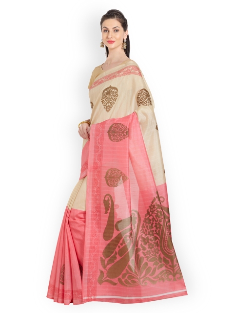 

Nanda Silk Mills Pink Printed Polycotton Saree