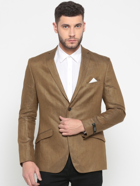 

Theme Olive Green Single-Breasted Smart Casual Fitted Blazer
