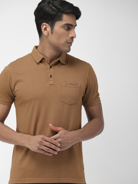 

Indian Terrain Men Khaki Solid Polo Collar T-shirt