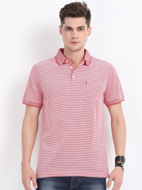 

Indian Terrain Men Red Striped Polo Collar T-shirt