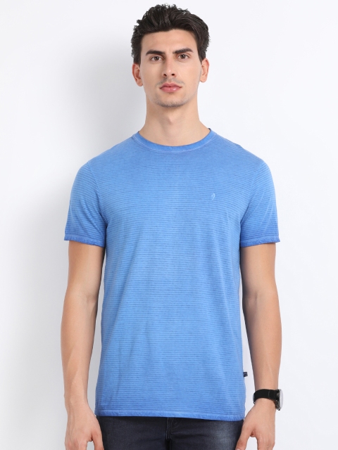 

Indian Terrain Men Blue Striped Round Neck T-shirt
