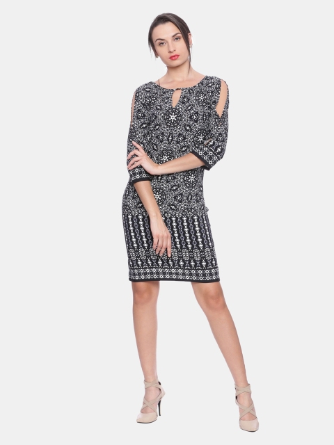 

Avirate Women Black Printed Sheath Dress