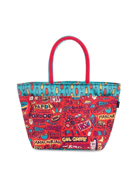 

Chumbak Red & Multicoloured Printed Handheld Bag