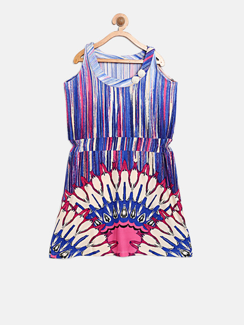 

Monte Carlo Girls Blue Printed Fit and Flare Dress