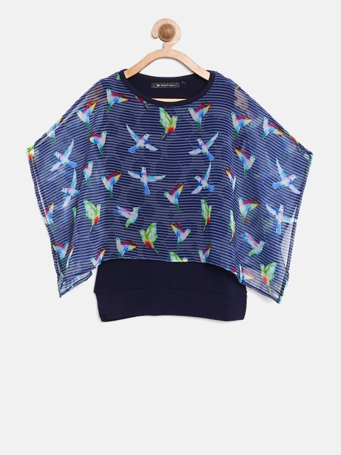 

Tweens by Monte Carlo Girls Navy Blue & Grey Bird Print Top