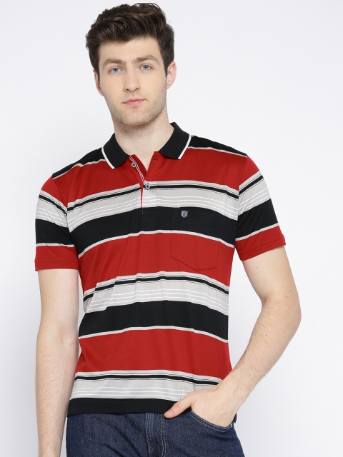 

Duke Stardust Men Multicoloured Striped Polo Collar T-shirt, Multi