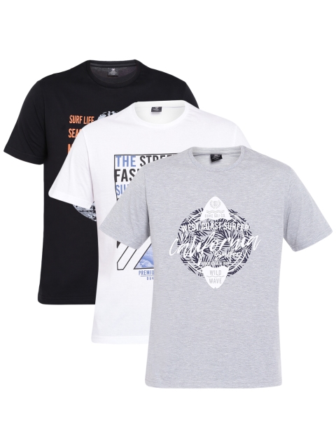 

Duke Stardust Men Pack of Three Printed Round Neck T-shirt, Black