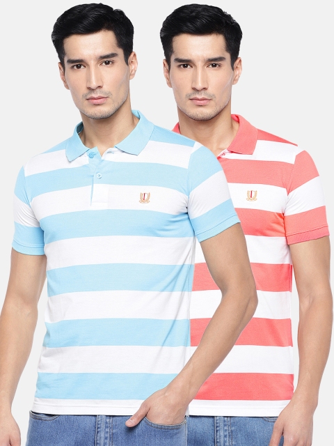 

Duke Stardust Pack of 2 Striped Polo Collar T-shirts, Blue