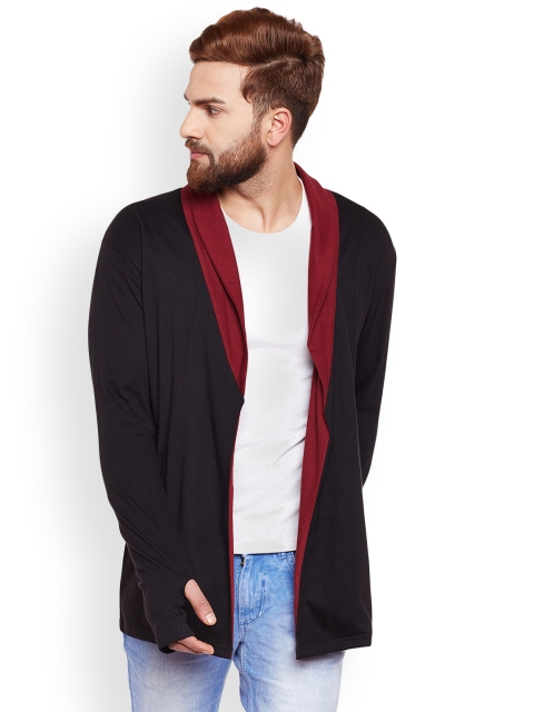 

Hypernation Men Black Solid Open Front Shrug