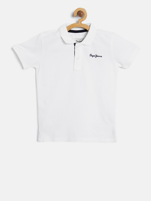 

Pepe Jeans Boys White Printed Back Polo Collar T-shirt